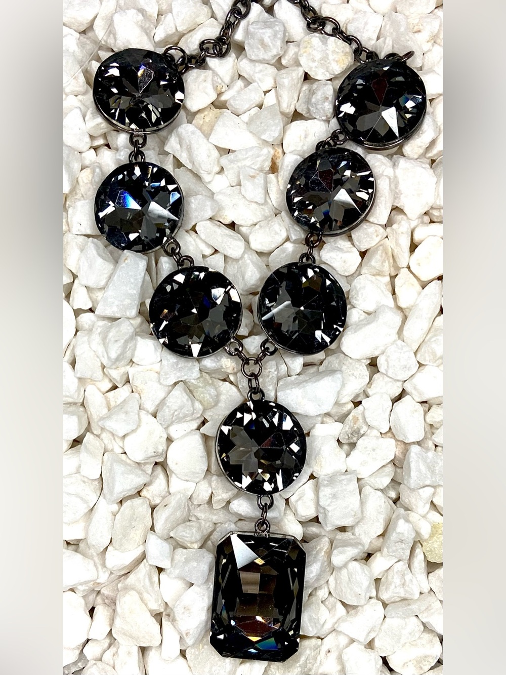 Statement Piece Necklace - Silver-Tone Sparkling Pendant - Picture 3 of 3